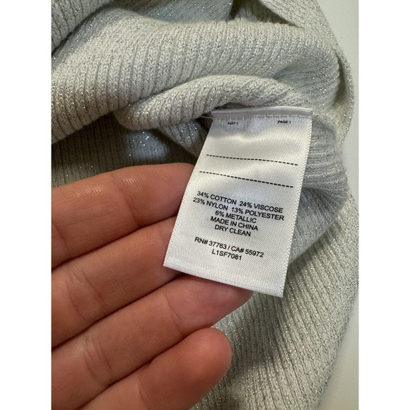 Laundry By Shelli Segal Knit Tunic Dress Silver Lurex Knit Small - Picture 6 of 9